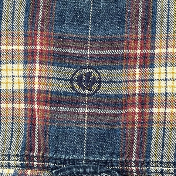 Fat Face Indigo Dye Plaid Flannel Button Down Shirt Size L - Picture 3 of 11